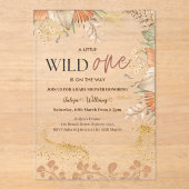 Invitations En Acrylique Wild One Baby shower fleur sauvage (Recto)