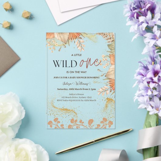 Invitations En Acrylique Wild One Baby shower fleur sauvage (Insitu (Mariage))