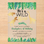 Invitations En Acrylique Wild One Dinosaur Boys 1er anniversaire (Recto)