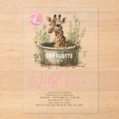 Invitations En Acrylique Wild One mignonne Giraffe 1er anniversaire Boho an (Recto)
