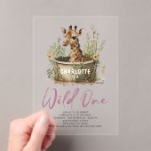 Invitations En Acrylique Wild One mignonne Giraffe 1er anniversaire Boho an (In situ (ordinateur de poche))