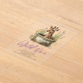 Invitations En Acrylique Wild One mignonne Giraffe 1er anniversaire Boho an (Poser)