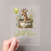Invitations En Acrylique Wild One mignonne Giraffe 1er anniversaire Boho an (In situ (ordinateur de poche))