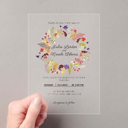 Invitations En Acrylique Wild Rose Woods Exotic Flower Garden Mariage (In situ (ordinateur de poche))