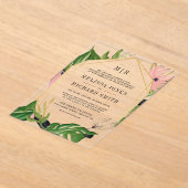 Invitations En Acrylique Wild Tropical Gold Pink Floral Wedding (Poser)