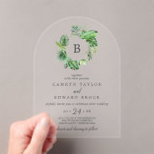 Invitations En Acrylique Wild Tropical Palm Arch Destination Plage Mariage (In situ (ordinateur de poche))