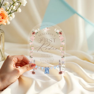 Invitations En Acrylique Wild West Little Cowboy Premier Rodéo 1er annivers