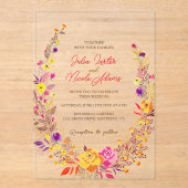 Invitations En Acrylique Wild Wreath Belle automne Fleurs Simple Mariage (Recto)