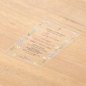Invitations En Acrylique Wildflower Floral Girl Baptism (Poser)