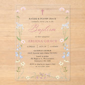 Invitations En Acrylique Wildflower Floral Girl Baptism (Recto)