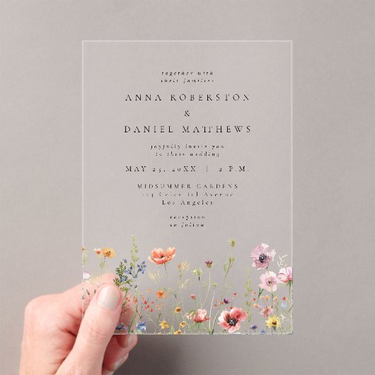 Invitations En Acrylique Wildflower Garden Wedding (In situ (ordinateur de poche))