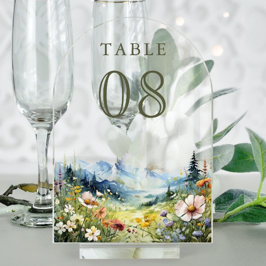 Invitations En Acrylique Wildflower Meadow Wedding Acrylic Table Number