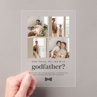 Invitations En Acrylique Will You Be My Godfather 4 Photo Proposal Card