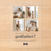 Invitations En Acrylique Will You Be My Godfather 4 Photo Proposal Card (Recto)