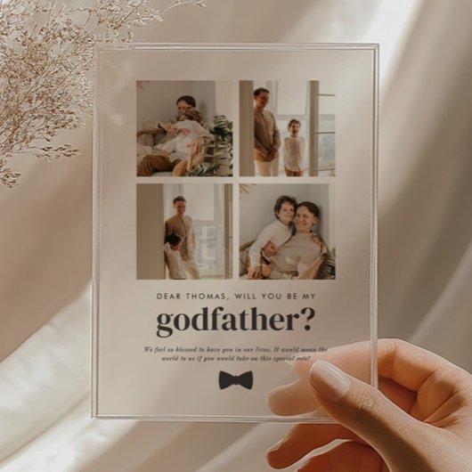 Invitations En Acrylique Will You Be My Godfather 4 Photo Proposal Card