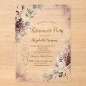 Invitations En Acrylique  Wine Glass Dark Roses Retirement (Recto)