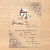 Invitations En Acrylique Wine Grapes Glitter Bokeh Brunch & Bubbly  (Recto)