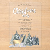 Invitations En Acrylique Winter Landscape Trees Deer Christmas Company (Recto)