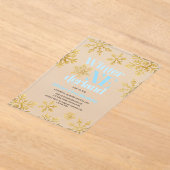 Invitations En Acrylique Winter Onederland Blue Gold Snowflake 1er annivers (Poser)
