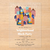 Invitations En Acrylique Winter Snow Neighborhood Block Party (Recto)