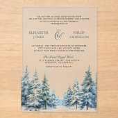 Invitations En Acrylique Winter Snow Pine Tree Forest Wedding (Recto)