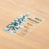 Invitations En Acrylique Winter Wonderland Green Neutral Baby Shower (Poser)