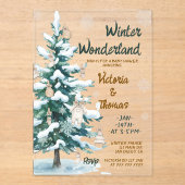 Invitations En Acrylique Winter Wonderland Green Neutral Baby Shower (Recto)