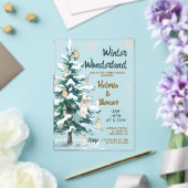 Invitations En Acrylique Winter Wonderland Green Neutral Baby Shower (Insitu (Mariage))
