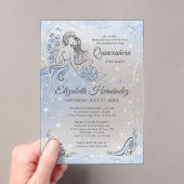 Invitations En Acrylique Winter Wonderland Silver Light Quinceanera Bleu (In situ (ordinateur de poche))