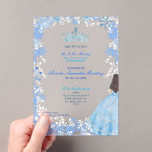 Invitations En Acrylique Winter Wonderland Snowflake Quinceañera
