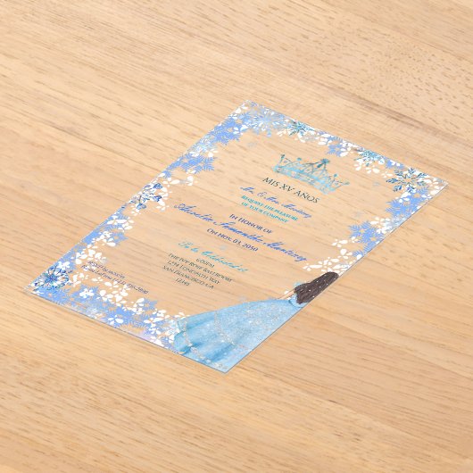 Invitations En Acrylique Winter Wonderland Snowflake Quinceañera (Poser)