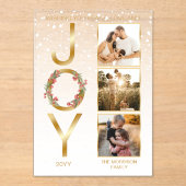 Invitations En Acrylique Wishing You Peace Love and Joy 3 Photo Christmas (Recto)