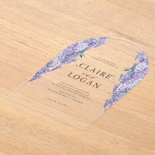 Invitations En Acrylique Wisteria Dusty Purple Mariage d'aquarelle (Poser)