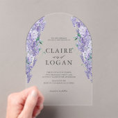 Invitations En Acrylique Wisteria Dusty Purple Mariage d'aquarelle (In situ (ordinateur de poche))