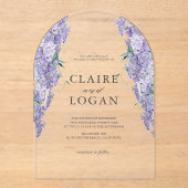 Invitations En Acrylique Wisteria Dusty Purple Mariage d'aquarelle (Recto)