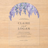 Invitations En Acrylique Wisteria Dusty Purple Mariage d'aquarelle (Recto)