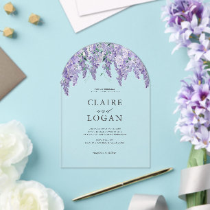 Invitations En Acrylique Wisteria Dusty Purple Mariage d'aquarelle