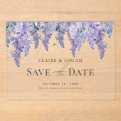 Invitations En Acrylique Wisteria Purple Watercolor Wedding Enregistrer la  (Recto)