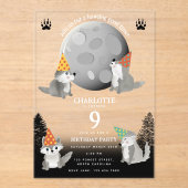 Invitations En Acrylique Wolf Pack Woodland Moon Howling Birthday Party (Recto)