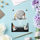 Invitations En Acrylique Wolf Pack Woodland Moon Howling Birthday Party (Insitu (Mariage))