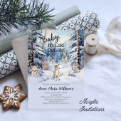 Invitations En Acrylique Woodland Baby Animals Winter Boy Baby Shower