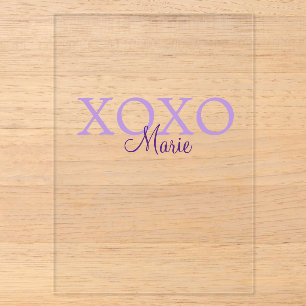 Invitations En Acrylique Xoxo Saint-Valentin ajouter un nom pastel violet m