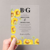 Invitations En Acrylique Yellow Aquarelle tournesol Monogramme Mariage (In situ (ordinateur de poche))