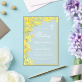 Invitations En Acrylique Yellow Flowers Arch on Green Religious Wedding (Insitu (Mariage))