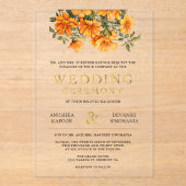 Invitations En Acrylique Yellow Marigold Floral South Indian Wedding (Recto)