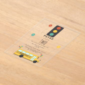 Invitations En Acrylique Yellow School Bus Kids Birthday Party (Poser)
