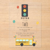 Invitations En Acrylique Yellow School Bus Kids Birthday Party (Recto)
