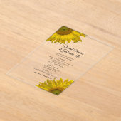Invitations En Acrylique Yellow Sunflowers Wedding  (Poser)