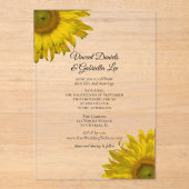 Invitations En Acrylique Yellow Sunflowers Wedding  (Recto)