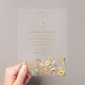 Invitations En Acrylique Yellow Wildflowers and Daisies Bridal Shower (In situ (ordinateur de poche))